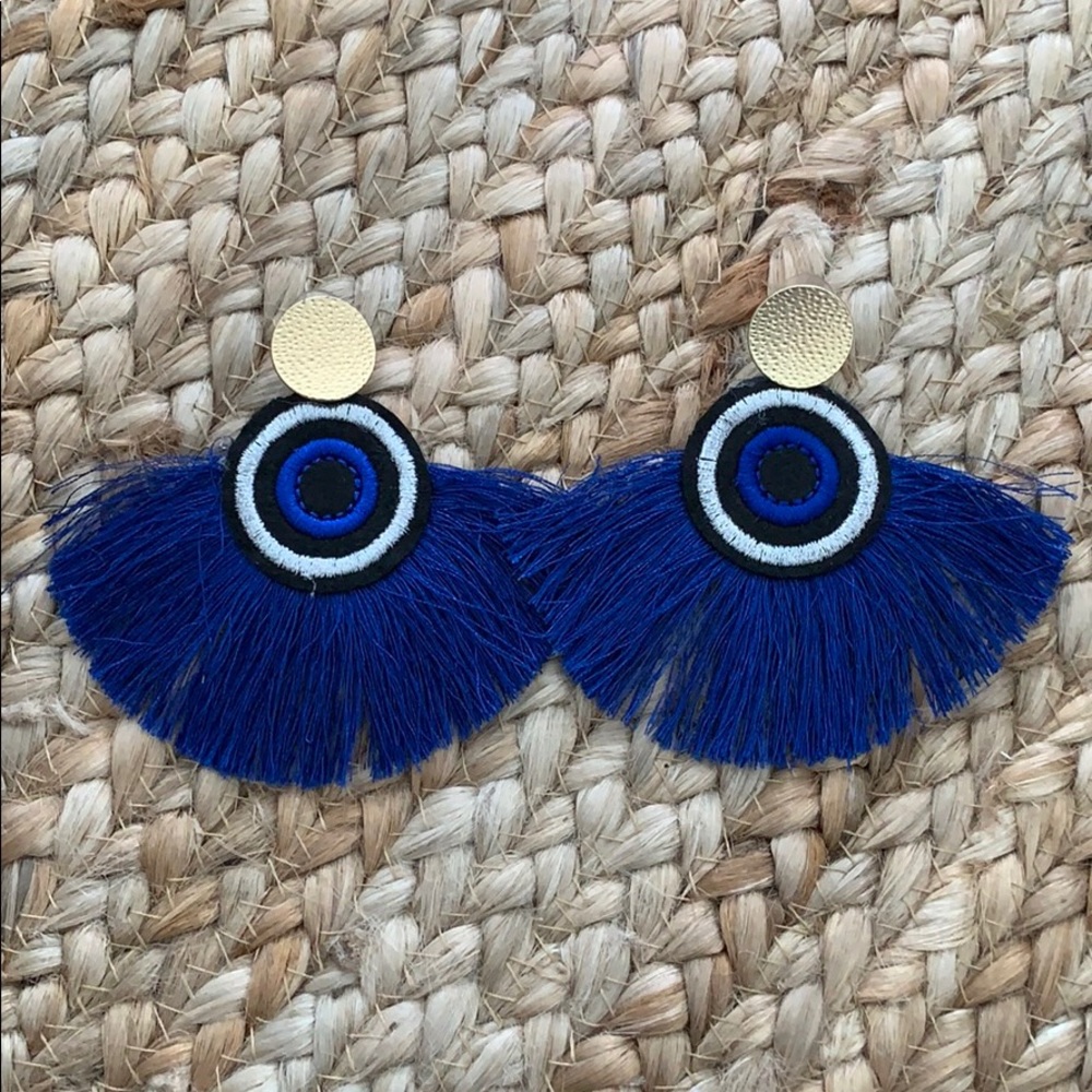 Blue statement earrings
